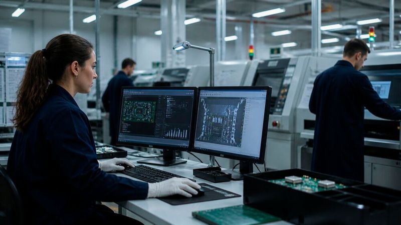 Symbolbild: Was kann KI in der Elektronikfertigung bewegen? Bei Limtronik wurden diesbezüglich Fallstudien gestartet.(Bild:  Dall-E / KI-generiert)