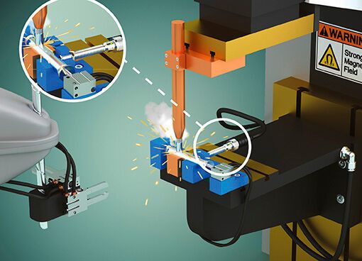 Das robuste Vollmetallgehäuses schützt die neuen induktiven Weld-Immune-Sensoren beim MF-Widerstandsschweißen von Aluminiumbaugruppen. (Contrinex)