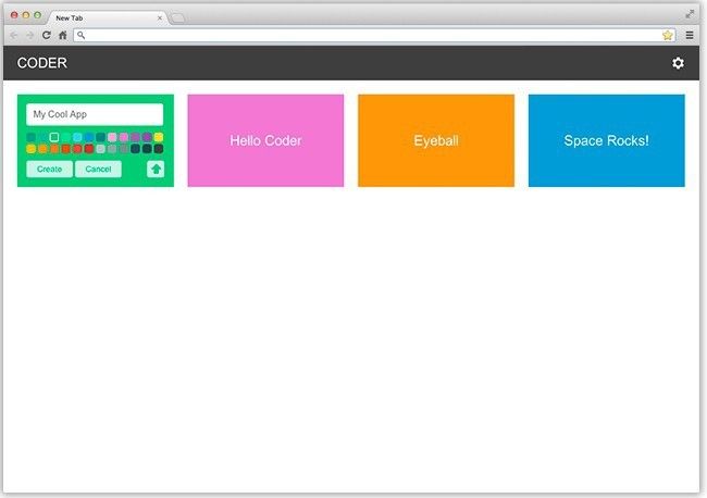 Das Startfenster von Coder (Google)