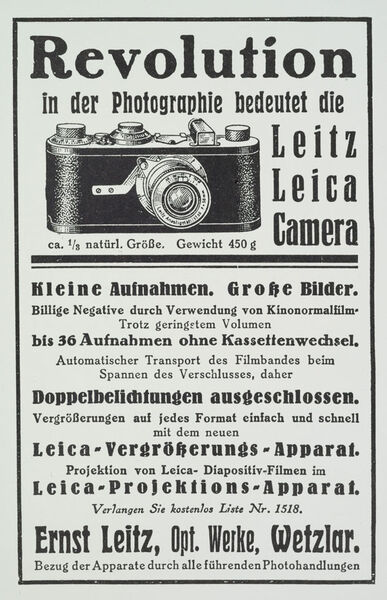 Ein Werbeplackat der Leitz werke Wetzlar aus dem Jahre 1927. (Bild: Leica Camera AG)