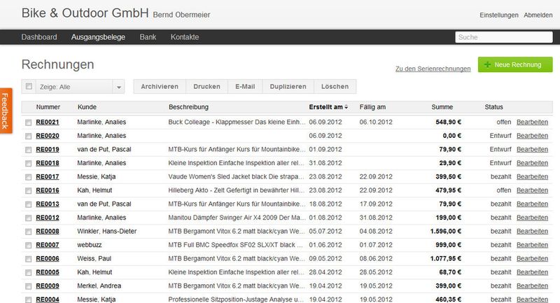 Die Rechnungsverwaltung mutet in der Übersicht wie ein E-Mail-Programm an. Dahinter steht die Idee, dass zum Beispiel die Rechnungsstellung auch nur eine Art von Kommunikation ist. Das Prinzip, bekannte Bedienkonzepte auch in der Buchhaltungssoftware zu nutzen, vereinfacht die Handhabung. (Archiv: Vogel Business Media)
