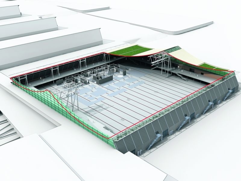 Großhalle mit 25 000 m2 Bruttoausstellungsfläche, ein Fünftel davon auf einer umlaufenden Galerie. Diese Halle bietet auch reichlich Platz für Sport- und Kulturveranstaltungen. (Archiv: Vogel Business Media)