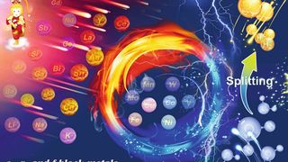 Die Illustration veranschaulicht die Aufspaltung von Wasser in Sauerstoff und Wasserstoff mit Hilfe von innovativen Elektrokatalysatoren. Wasserstoff kann als Brennstoff und chemischer Energiespeicher genutzt werden. (Bild: Dr. Ziliang Chen)