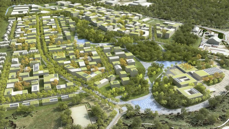 Visualisierung: Im Norden von Königs Wusterhausen soll ein großes Wohn- und Gewerbegebiet entstehen.(Bild:  Tchoban Voss Architekten)