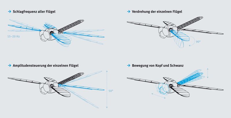 Mit den neun Freiheitsgraden der Flügel lässt sich jeder von ihnen gezielt einstellen und bewegen. (Festo)