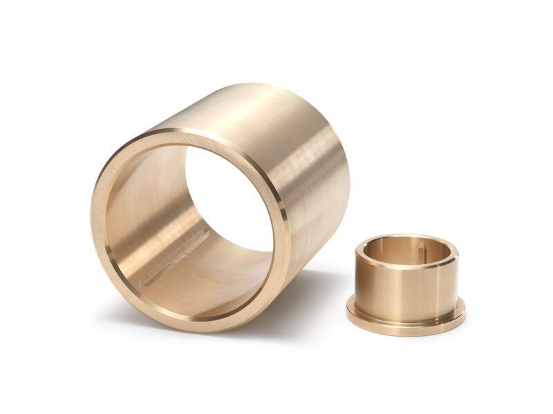 Solid bronze plain bearings are suitable for a wide variety of operating conditions and applications. The bronze material is suitable for demanding bearing arrangements in difficult environments.  (SKF)