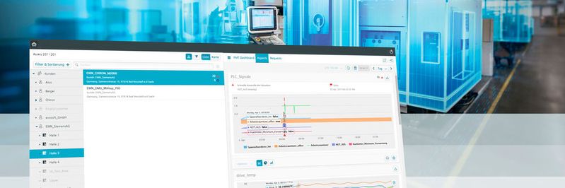 Über die MindSphere Applikation Manage MyMachines erhalten Maschinenhersteller und -betreiber cloudbasiert einen Einstieg in das Thema Condition Monitoring und einen Überblick über die wichtigsten Daten und Betriebszustände angebundener Maschinen.(Bild:  Siemens)