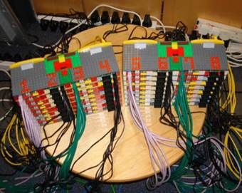 Iridis Pi: Supercomputer bestehend aus 64 Raspberry Pi und Lego-Steinen, erbaut von Professor Simon Cox von der Universität Southampton und seinem Team (Bild: Glenn Harris)