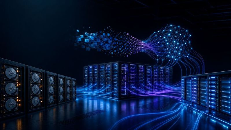 Eine geeignete Storage-Infrastruktur ist eine der grundlegenden Komponenten für den Betrieb von KI-Modellen im Unternehmen.(Bild:  KI-generiert)