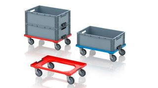 Transportroller von Auer Packaging gelten als robust und leicht zu manövrieren. Jetzt hat der Hersteller diese Systeme mit einer Verknüpfungsmöglichkeit ausgestattet. Was die für Vorteile bietet, erklärt Auer hier ... (Bild: Auer Packaging)