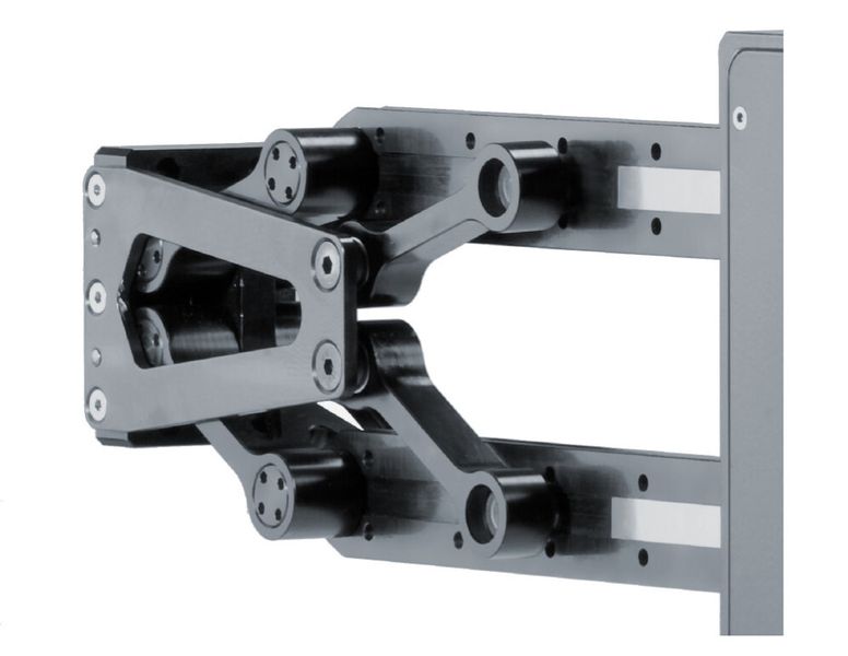 The kinematic connection of the two horizontal axes provides 55 mm of vertical lift. (Bild: Weiss)