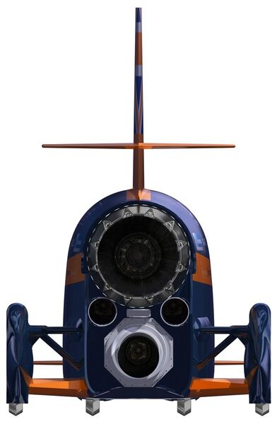 Das Bloodhound Super Sonic Car ist ein Raketenauto, mit dem in Südafrika ein neuer Landgeschwindigkeitsrekord von 1609,344 km/h aufgestellt werden soll. An der Entwicklung des Fahrzeugs waren u.a. der Technologiekonzern Lockheed Martin und der gegenwärtige Landgeschwindigkeits-Weltrekordinhaber Andy Green beteiligt. Das Fahrzeug besitzt zwei übereinanderliegende Triebwerke: Ein Raketentriebwerk mit ca. 130 kN Schub und ein Eurojet EJ200 aus dem Eurofighter, welches etwa 90 kN leistet. Das Projekt soll helfen, in England Schüler für technische Berufe zu begeistern. (Siemens NX/BloodhoundSSC)