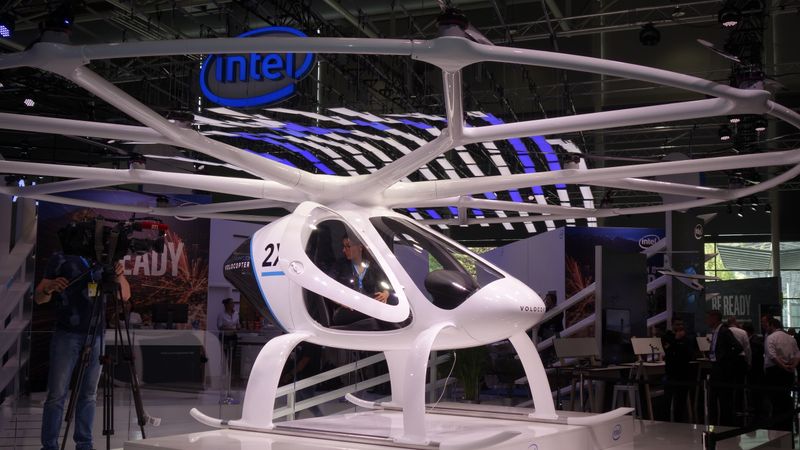 Abheben mit dem Volocopter bei Intel: (Bild: IT-BUSINESS)