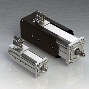 Die HBRs sind Drehstrom-Synchronmotoren mit permanentem Magnetfeld und bürstenlosem Hohlwellen-Resolver, die sich mit Planetengetriebe, Haltebremse und Fremdbelüftung kombinieren lassen. 