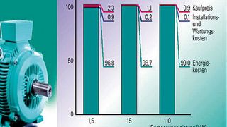 Energieeffiziente Elektromotoren liegen im Interesse jedes Betriebs: Bei einem 110-kW-Motor mit 20 Jahren Lebensdauer entfallen 99%  der Gesamtkosten auf die Energienutzung, nur 1% auf Anschaffung und Montage. (Archiv: Vogel Business Media)