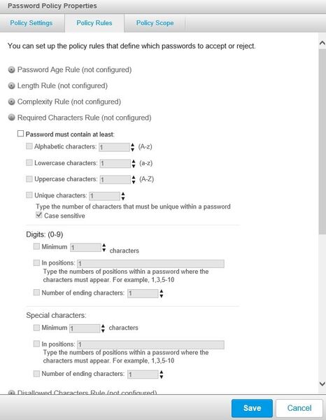 Der Admin kann granulare Passwort-Richtlinien erstellen, beispielsweise zwingend benötigte Zeichen. (Bild: Dell Software)
