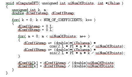 Listing 1: DFT-Algorithmus, Fließkomma-Variante (Technische Universität Clausthal)