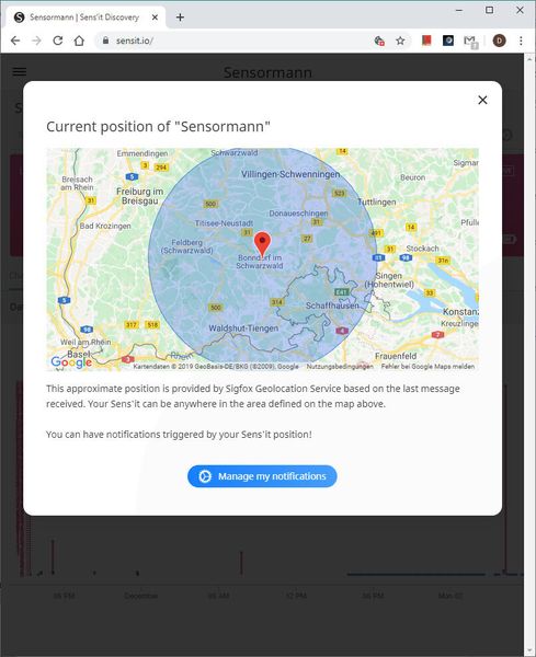 Positionsangaben sind allerdings nur grobe Annäherungen und werden nicht weitergeleitet. (Screenshot)