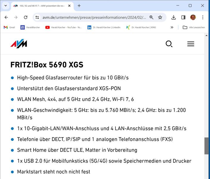 Für die Fritzbox 5690 XGS wird aktuell kein Marktstartdatum und auch kein UVP kommuniziert. (Bild: Harald Karcher - AVM)