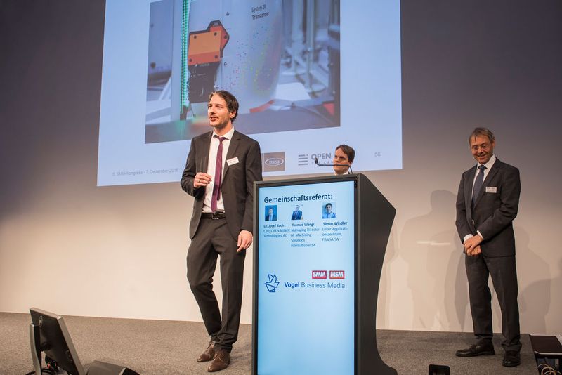 Das Gemeinschaftsreferat hielten Thomas Wengi, GF Machinings International SA, Simon Windler, Fraisa SA und Dr. Josef Koch, Open Mind Technologies AG. (Thomas Entzeroth)