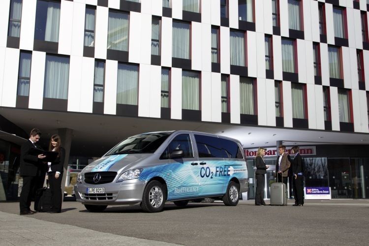 Ebenso der Vito E-Cell, mit dem die Daimler AG ihren Forschungs- und Entwicklungsstand bezüglich Elektromobilität präsentieren möchte. (Foto: Daimler AG)