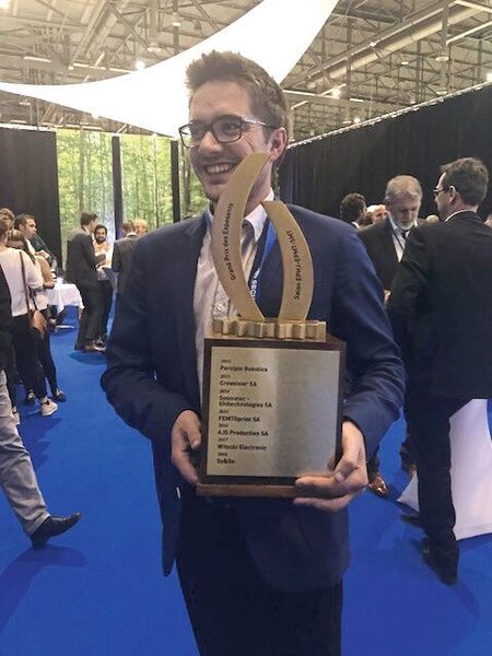 Florient Telmont co-fondateur et CTO de SY&SE, gagnant du grand prix des exposants de l'EPHJ-EPMT-SMT 2018. (G.Bordet)