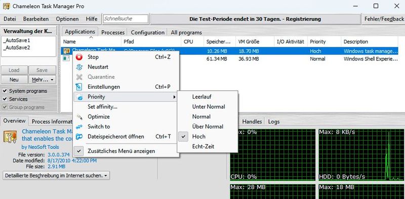 „Chameleon Task Manager“ gilt als als Alternative zum „Windows Task-Manager“.(Bild:  Thomas Joos)