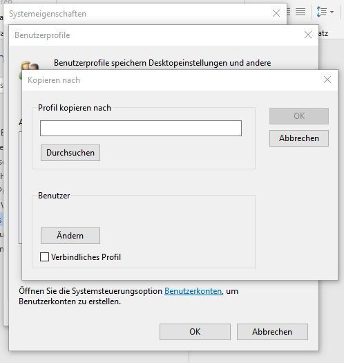 Benutzerprofile können lokal kopiert werden, und so als servergespeichertes Profil verwendet werden. (Joos)