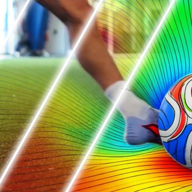 Behind every precise shot is also engineering: simulation makes the physics of football visible. (Source: Dassault Systèmes)