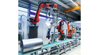 Laserschweiß- und -schneidlösungen sowie Spann- und 
Automatisierungstechnologien gibt es am Euroblech-Stand von Weil Technology, Novatec und Schaal Technology zu sehen. Im Bild: Fertigungslinie für Warmwasserspeicher mit Wärmetauscher. (Bild: Weil Technology)