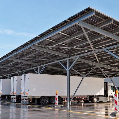 Eine Solarcarport-Anlage mit rund 50 Stellplätzen kann je nach Auslegung etwa 900 Kilowatt Peak Photovoltaikleistung erreichen. (Bild: Pillar)