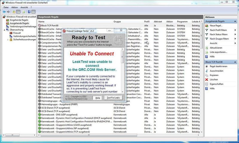 Leaktest fand bei der Windows-7-Firewall keine Lücke. (Archiv: Vogel Business Media)