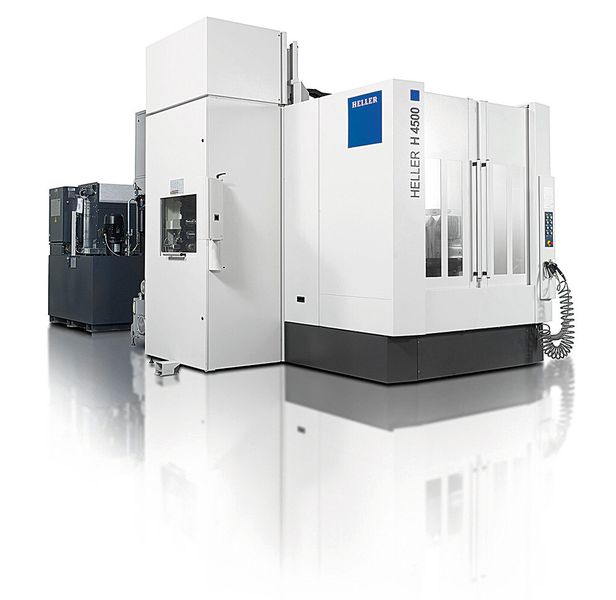 Themed “Lifetime Productivity”, Heller's range of displays at EMO 2015 includes its machining centres H 4500 (image) , CP 4000 and the 5-axis machining centre FP 4000 in combination with a Fastens FPC 1000 fexible pallet container. (Source: Heller)