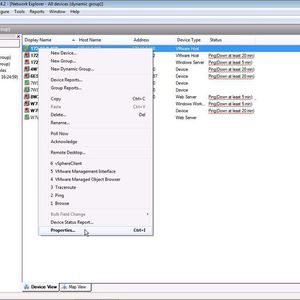 Abbildung 1: Über das Kontextmenü des Gerätes und den Eintrag Action erfolgt die Zuweisung der Aktion an den virtuellen Server.