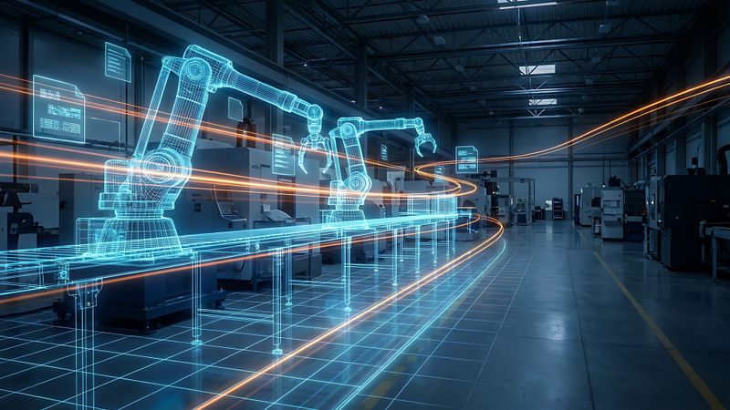 Wir zeigen fünf aktuelle Neuheiten für die virtuelle Inbetriebnahme – vom KI-Copiloten über smarte Browser-Tools bis zur tiefen SPS-Integration.(Bild:  © Design Store – stock.adobe.com_KI-generiert)