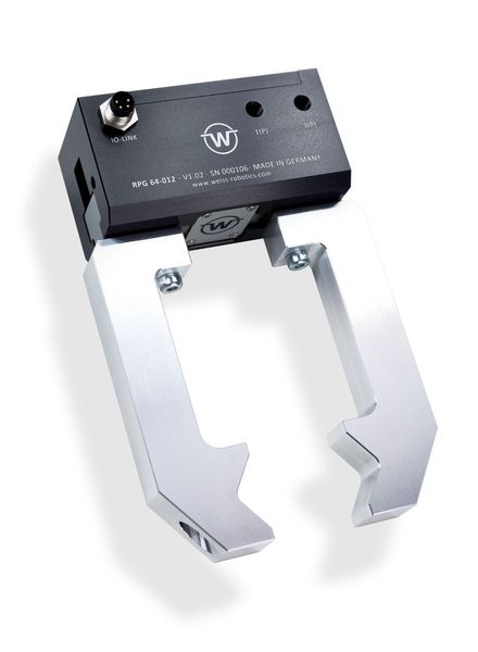 Mit dem Pneumatikgreifer RPG 75 mit IO-Link will Weiss Robotics das Beste aus zwei Welten verbinden. (Bild: Weiss Robotics)