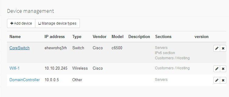 Auch wichtige Netzwerkegeräte, die für die Verwaltung der IP-Adressen eine Rolle spielen, lassen sich in der Anwendung verwalten. Hier sind ebenfalls alle wichtigen Bereiche verlinkt, zum Beispiel die Hosts und deren IP-Adressen, die mit einem Netzwerk-Switch verbunden sind. (Joos)