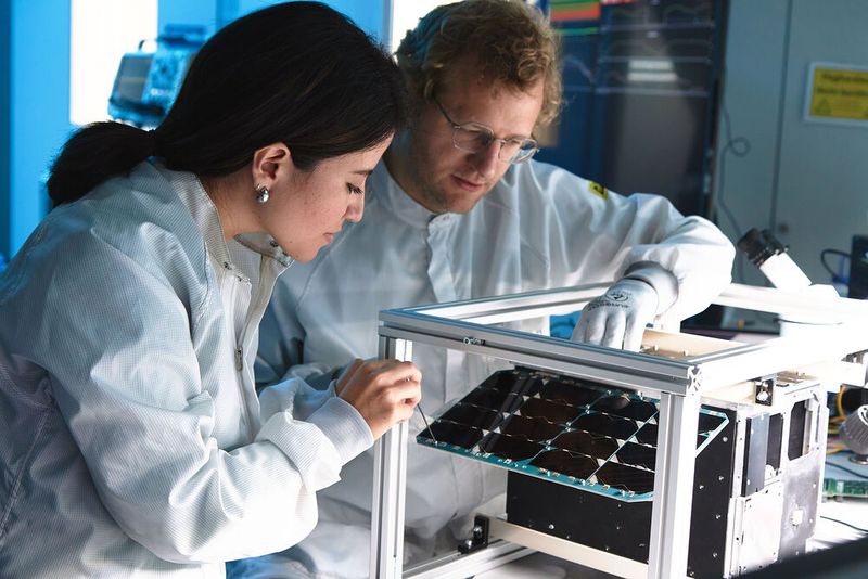 Das Fraunhofer-Institut für Kurzzeitdynamik EMI und das Fraunhofer-Institut für Silicatforschung ISC unterstützen den Automobilzulieferer Brose beim Einstieg ins Raumfahrt- und Satellitengeschäft.(Bild:  Fraunhofer/Kilian Kreb)