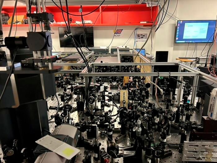 The Ultrafast Laser Laboratory in the School of Chemistry, University of Melbourne, where the quantum battery prototype was tested.  (Source: Prof Trevor Smith/ University of Melbourne)