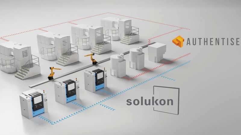 Der digitale Workflow für die digitale Metallnachbearbeitung von Solukon und Authentise. (Bild:  Solukon Maschinenbau GmbH und Authentise)