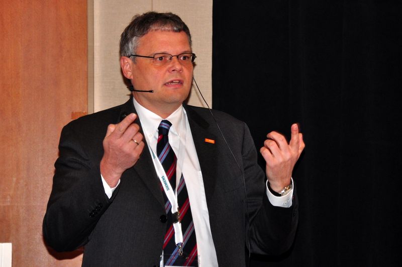 Andreas Wernsdörfer, Vice President Automation & Electrical Engineering at BASF introduced the safety engineering and maintenance approach used by BASF, starting with their risk assessment methodology.  (Picture: M.Henig/PROCESS)