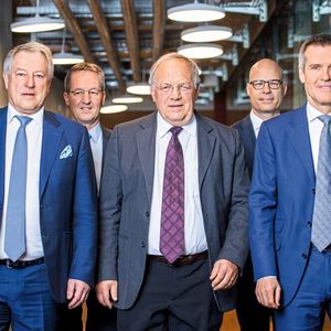 Die Köpfe des Swiss Entrepreneurs Foundation: Urs Berger, Peter Stähli, Johann Schneider-Ammann, Didier Denat und Lukas Gähwiler (von links).