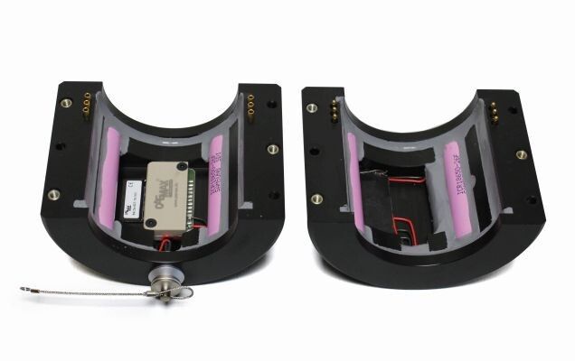 Bild 3: Dx-Sendemodul (SCT) mit integriertem Akku in einem Halbschalengehäuse zur Montage an Antriebswellen. (imc)