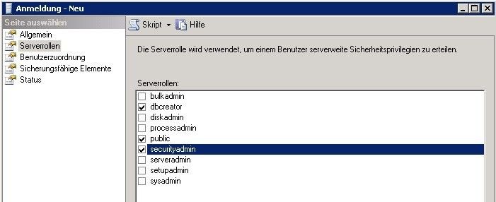 (4) Den Haken bei der Datenbank setzen, auf welches das Benutzerkonto Zugriff erhalten soll. (5) Im unteren Bereich die Rechte für diesen Benutzer in der Datenbank aktivieren. (6) Das Konto mittels „OK“ speichern. (7) Das Konto erscheint anschließend unterhalb des Menüpunktes „Anmeldungen“. (Archiv: Vogel Business Media)