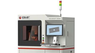 Der Micro-Arch-D1025 von BMF drucke wahlweise mit einer Auflösung von 10 Mikrometer oder 25 Mikrometer oder im Hybridmodus mit beiden Auflösungen – in der gleichen Druckschicht ebenso wie in verschiedenen Schichten. (Bild: BMF)