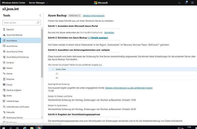 Die Anbindung der einzelnen Server an Azure Backup erfolgt über einen Assistenten. Hier sind generell keine umfassenden Kenntnisse von Azure notwendig. (Joos/Microsoft)