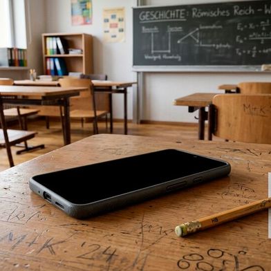 Smartphones haben sich zu integralen Bestandteilen des Lebens entwickelt – doch im Schulalltag haben sie nichts zu suchen. (Bild: Gemini / KI-generiert)