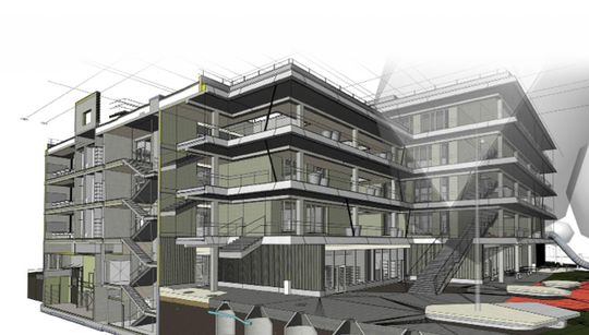 (Gebäudemodell: Wiener Volks- und Mittelschule in Kagran. Bild: Franz&Sue, Wien)