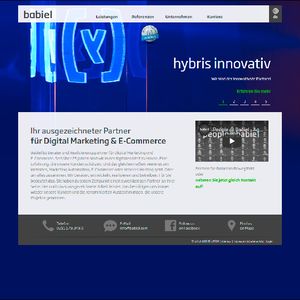 Babiel ist Berater und Realisierungspartner für Digital Marketing und E-Commerce. Seit über 25 Jahren sind wir in der digitalen Welt zu Hause. Eine Erfahrung, die unsere Kunden schätzen. Und das gleichermaßen, wenn es um Websites, Marketing Automation, E-Commerce oder sicheres Hosting geht. Oder um alles zusammen. Wir beraten, entwickeln, realisieren und betreiben.(Babiel GmbH)