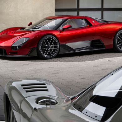 Das Konzeptfahrzeug McLaren 6GT, im Vordergrund das Designvorbild M6GT. (Bild: McLaren Automotive / James Lipman)